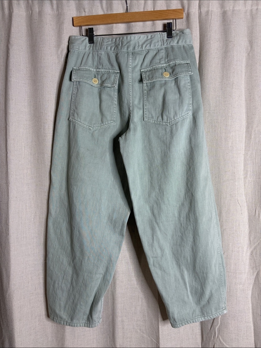 Light Sage Drawstring High-Rise Tapered barrel Pants - Picture 3 of 4